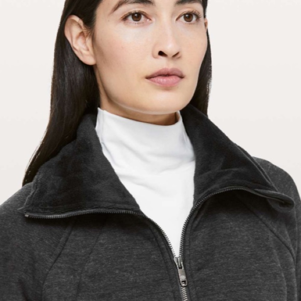 Lululemon Plush Times Jacket Heathered grey Core Black size 8 ⭐️⭐️⭐️⭐️ - Picture 10 of 16